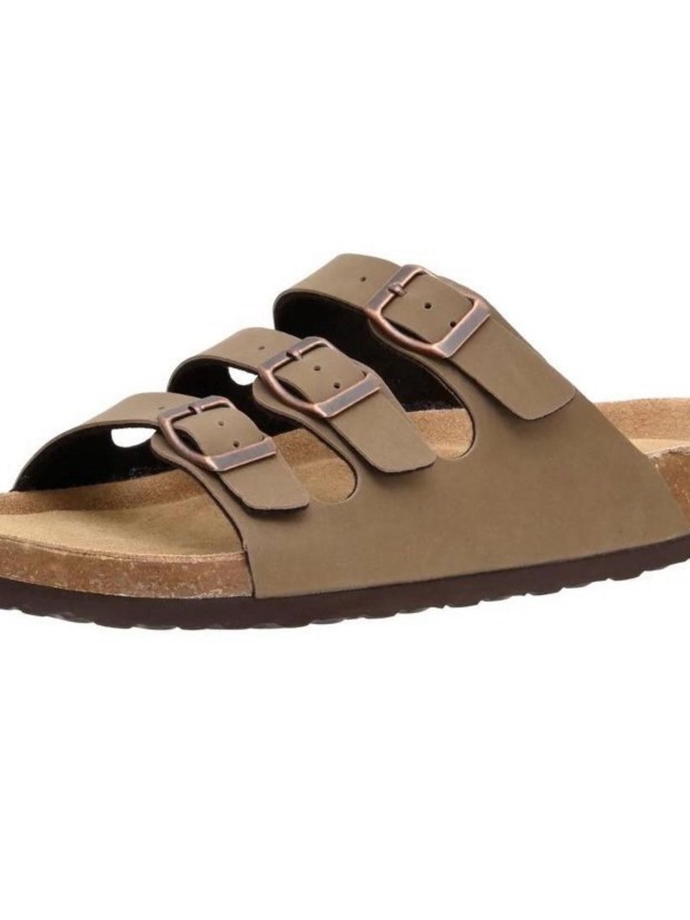 Triple-Buckle Women’s Sandal in Olive Brown